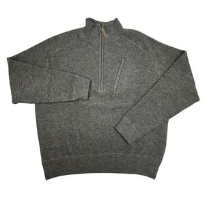 Simms Pullover Sweater Mens Large Gray Wool Heavyweight 1/4 Zip Fishing Pocket